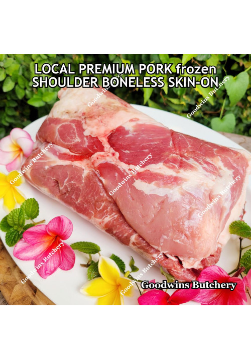 Pork Collar SHOULDER boneless SKIN ON frozen LOCAL PREMIUM whole cut +/- 3kg (price/kg) Boston-Butt Kapsim
